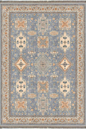 Alfombra 'Eclipse' sobre fondo blanco, destacando su diseño ornamental e intrincado que captura la atención y añade un toque mágico a cualquier habitación. Perfecta para embellecer el salón, dormitorio o cualquier rincón que necesite un poco de encanto. Lavable en lavadora, base antideslizante, sin pelusas e hipoalergénica.